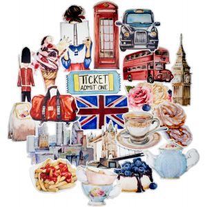 Autocollants De Voyage Excentrique En Angleterre (Lot De 20) - Petits, Mignons Imperméables - Autocollants D'aventure Esthétiques Pour Les Gourdes, Les Ordinateurs Portables, Le Scrapbooking - Neuf
