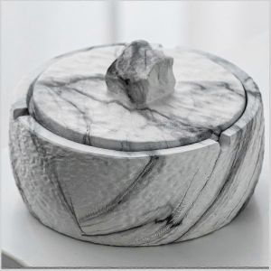 Cendrier antivol avec couvercle,cendrier en marbre,adapté pour le salon,la chambre et le jardin extérieur 11,7 cm X 7,6 cm - Neuf