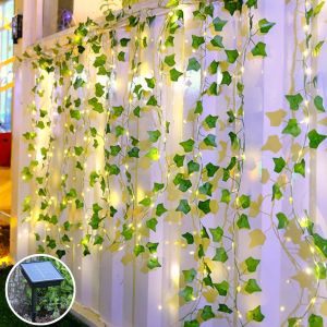 KAL-Guirlande Lumineuse Solaire Extérieure, 10M 100Led Guirlande Lumineuse Lierre 8 Modes Guirlande Lumineuse Solaire,Guirlande Lierre Étanche Guirlande Lumineuse Pour Noël, Mariages Décoration - Neuf