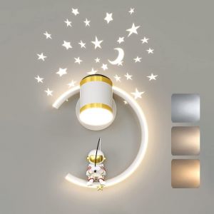 Lampe Murale Avec Spot Led 12W Lampes De Chevet Dimmable Moderne Applique Murale Interieur Espace Astronaute Lumi&egrave;re Murales Chambre D'Enfant Chevet Chambre &Agrave; Coucher Gar&ccedil;on Fille [VEI9271851] - Neuf