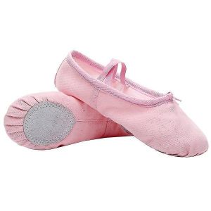 Chaussons De Danse Légers Et Antidérapants Pour La Danse Et Le Yoga ¿ Toile De Coton Respirante, Semelle En Daim De Vache, Coupe Confortable, Rose, Pointures 22-32 - Neuf