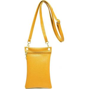 RFCBC-1 Pièces Mini Sac Bandouliere Femme,Mini Pochette pour Téléphone Portable en Cuir PU,Bandoulière Réglable,Jaune - Neuf