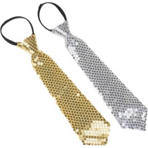 Meimie-Lot De 2 Cravate Pré-Nouée En Paillette Pour Homme Brillant Ajustable Zippé Pour Danse Magie Spectacle Performance Costume - Neuf