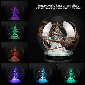 Hjlian Lampe Led En Forme De Boule De Verre Pour Sapin De Noel, Decoration De Table Pour La Maison Ou Le Bureau, Cadeaux D'anniversaire (Vignes) - Neuf