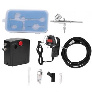 Kit mini compresseur aerographe T100K, pulverisateur pour peinture corporelle et tatouage (Royaume-Uni 220 V) - Neuf