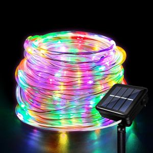 KAL-Tube Lumineux Solaire Extérieur, Étanche Guirlande Lumineuse Tube 12 Mètre 8 Modes 100 Led Solaire Tube Lumineux Solaire Lumineux Pour Jardin Piscine Mariage Fête De Noël Décorations - Neuf