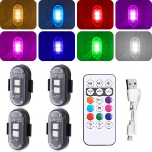 Yujtg-Lot De 4 Lumières Stroboscopiques Télécommandées, 8 Couleurs Feux D'avertissement D'urgence Rechargeables Kit De Lumières Led Sans Fil Étanches Anti-Collision Pour Drone, Voiture, Moto, Vélo-Trahoo - Neuf