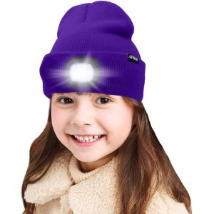 Enfants Led Casquette De Bonnet &Eacute;clair&eacute;e,Lampe Frontale Rechargeable Par Usb Chapeaux De Nuit En Tricot D'hiver Plus Chauds Lumi&egrave;re Cadeaux No&euml;l Pour Gar&ccedil;ons Filles.[F102] - Neuf