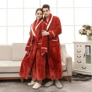 1pcs Peignoir De Bain Pour Femme Et Homme Avec Taillexxxl Brun Rouge - Neuf
