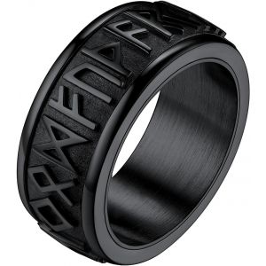 Anti Stress Bague Homme Viking Runes Acier Inoxydable, Anneau Alliancetournante Viking Nordique Taille 54-64,Bijoux Vikings Porte Bonheur Gothique - Neuf