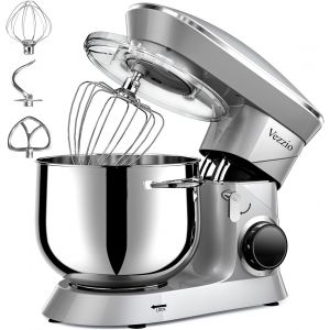 NouvelHorizonstore-Robot P&acirc;tissier Robot Cuisine Multifonctions 8.5L Robot P&acirc;tissier 6 Vitesses Robot P&eacute;trin Professionnel Faible Bruit vec Crochet P&eacute;trin,Batteur plat,Fouet &agrave; Fils (Argent) - Neuf