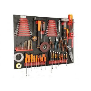 botle Panneau perfor&eacute; m&eacute;tallique 80 x 60 cm, &eacute;tag&egrave;re murale + porte-outils, lot de 24 pi&egrave;ces, atelier mural, &eacute;tag&egrave;re suspendue - Neuf