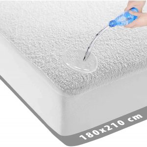 Ulteronixshop-Prot&egrave;ge-matelas imperm&eacute;able, 180 x 210 cm, en molleton &eacute;ponge, antibact&eacute;rien, &eacute;lastique sur tout le pourtour, blanc, prot&egrave;ge-matelas imperm&eacute;able, prot&egrave;ge-matelas pour incontinence, 180 - Neuf