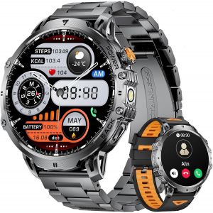 Montre Connectée Homme 1000 Mah Batterie/1.85'' Hd Grand Écran/Led Lampe,100+ Modes Sport,Ip68 Étanche Montre Fitness Avec 24/7 Fréquence Cardiaque,Moniteur De Sommeil Pour Android Ios,Métal - Neuf
