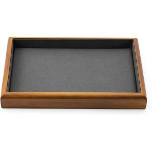 Plateaux À Bijoux En Bois Massif,Empilables,Organiseur De Bijoux,Présentoirs Bijoux(Gris Foncé) - Neuf