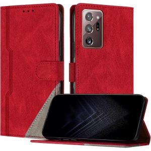 KAL-&Eacute;tui Pour Samsung Galaxy Note 20 Ultra, Housse En Cuir Pu Avec [Protection Antichoc Tpu] [Fonction Support] [Porte-Cartes ] Antichoc Magn&eacute;tique Coque Pour Galaxy Note 20 Ultra - Rouge - Neuf