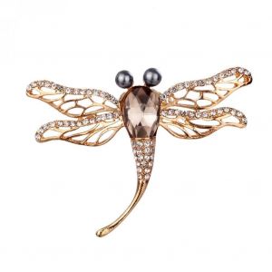 Femmes Mode Alliage Libellule Broche Avec Strass V&ecirc;tements Accessoire (Champagne) - Neuf