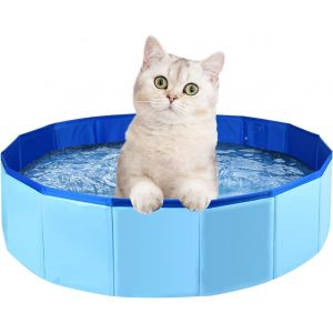 Jgd-Piscine Pliable Pour Chien, 60 X 20 Cm, Pataugeoire Pliable En Pvc Pour Animaux Domestiques, Piscine Pour Int&eacute;rieur Et Ext&eacute;rieur - Bleu - Neuf