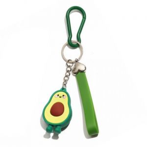 Porte-cl&eacute;s avocat mignon avec mousqueton en plastique vert - Neuf