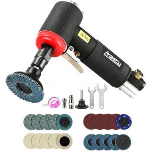 Ulteronixshop-Meuleuse D&iquest;Angle Pneumatique Kit - Meuleuse &agrave; Air Comprim&eacute; Set inclure Mini Meuleuse D&iquest;Angle Pneumatique avec 20pcs 2 Pouces Disques Abrasifs Diff&eacute;rents, 2 Mandrins 3mm & 6mm - Neuf