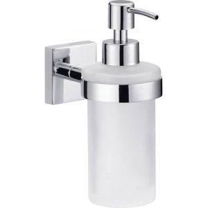 KAL-Ekkro Distributeur De Savon, Finition Brillante Métal Chromé, Adhésif, Technologie Sans Percer 40239-00000-00 Angulaire Chromé/Blanc - Neuf