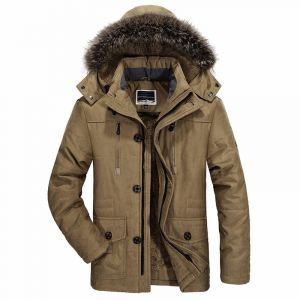 Manteau En Coton Rembourré Pour Homme,Veste À Capuche,Longue Doublure En Laine,Parkas De Neige,Fourrure En Peluche,Extérieur,Hiver - Neuf