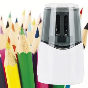 Taille-crayon electrique pratique, charge primaire, entierement automatique (blanc) - Neuf