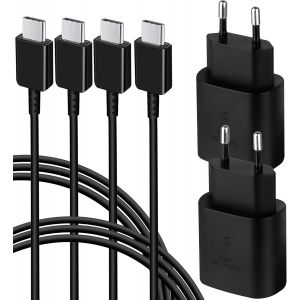 Thef-2-Pack Câbles De Charge Rapide Usb C 25w Et Chargeur Rapide Pour Samsung Galaxy S25 S24 S23 S22 S21 S20/Note20 S10 S9 A73 A55 A34 A15 With 1,5m Câble, Adaptateur Secteur Usbc Connecteur De Charg - Neuf