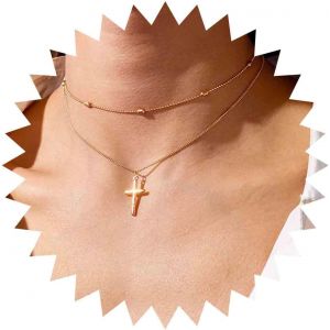 Kal-Boho Collier De Croix Superpos&eacute; Choker Vintage Collier Pendentif Croix En Or Collier Satellite En Perles Collier Avec Croix Multicouches Bijoux Pour Femmes Et Filles - Neuf
