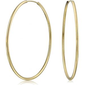 Kal-Boucles D'oreilles Créoles Tube Intemporelles Minimalistes Sans Fin Continues Légères Simples Fines 2-3mm Plaquées Or Pour Femmes Adolescentes Finition Polie Diamètre 1,75 2 2,5 2,75 Pouces - Neuf