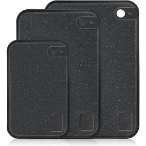 Lot De 3 Planches À Découper Pour Cuisine, Petites Et Grandes, Avec Pieds En Caoutchouc Antidérapants Et Rainure Profonde Pour Jus D'égouttement, Sans Bpa, Pour Fruits, Légumes, Viandes - Neuf