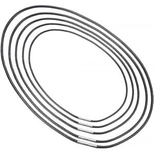Kal-Cordon En Cuir Cir&eacute;, Cuir De Simili, Collier Avec Fermoir En Acier, Corde En Caoutchouc Tress&eacute;e, Pour Pendentif Diy Homme (Noir) - Neuf