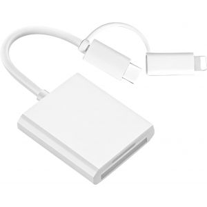 Adaptateur Carte SD pour iPhone-Lecteur 2-en-1 OTG Compatible avec Téléphones et Tablettes (Lecteur de Cartes Mémoire TF pour Appareils Apple et Caméras) - Neuf