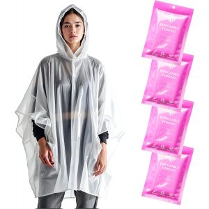 Trahoo-Poncho Pluie Imperm&eacute;able Jetable - Cape De Pluie Femme Homme - Poncho Transparent Avec Capuche - Imperm&eacute;able Pour Festival V&eacute;lo Randon&eacute;e - Pack De 4 - &Eacute;dition Pink Mist - Neuf