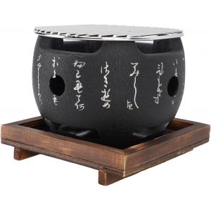 Ulteronixshop-Petit barbecue de table au charbon de bois, grille japonaise, barbecue &agrave; charbon pour barbecue, barbecue portable pour camping, barbecue &agrave; charbon avec base en bois, pour pique-niques - Neuf