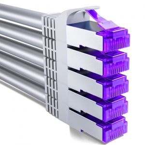 5x 0,25m CAT7 C&acirc;ble R&eacute;seau-10 Gigabit-Court 25cm RJ45 C&acirc;ble de Raccordement C&acirc;ble Ethernet (Cuivre,SFTP PiMF Blindage) LAN DSL Modem Routeur Panneau de Brassage CAT7 CAT6 CAT5-Gris - Neuf