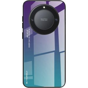 Kal-Coque Pour Honor Magic 5 Lite 5g (Magic5 Lite) / X9a, Etui Dégradé De Couleur Verre Trempé Back Coque + Souple Silicone Tpu Case Cover Protection Antichoc Housse (Violet/Vert) - Neuf