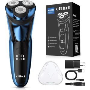 Chenquansarl-Rasoir Électrique Pour Homme Rasoir À Têtes Rotatives Avec Tondeuse Barbe De Précision Ipx7 Rasoir À Sec Et Humide Avec Verrouillage De Voyage Rs8336 Bleu Shaver Portable - Neuf