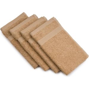 KALANKA-- New York Serviette d'invit&eacute;, Lot de 4, Douce et absorbante, 100% Coton, 30 x 50 cm - Marron - Neuf