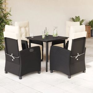 Prolenta Premium - Ensemble &Agrave; Manger De Jardin Coussins 5pcs Noir R&eacute;sine Tress&eacute;e - Neuf