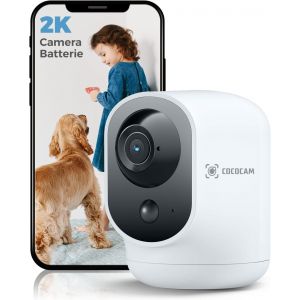 2k Wireless Pan/Tilt Wifi Surveillance Camera With 5200 Mah Battery For Baby/Pets/Home Security, Ai Recognition, Human Pir Detection, 2.4g Wi-Fi (1, White) - Neuf