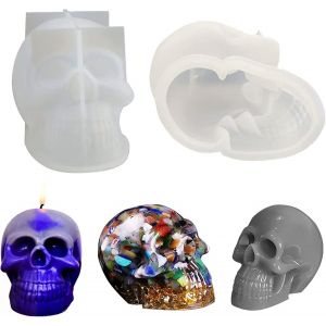 Moule R&eacute;sine &Eacute;poxy T&ecirc;te De Mort Formes Bougie Cr&acirc;ne Moule En Silicone Cr&acirc;ne Moule R&eacute;sine &Eacute;poxy En Forme De Cr&acirc;ne 3d Forme De Bougie Cr&acirc;ne Pour La Fabrication De Bougies &Agrave; Faire Soi M&ecirc;me, Le Cadeau - Neuf