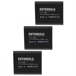 EXTENSILO 3x Batterie compatible avec OM System Tough TG-7 appareil photo (1050mAh, 3,7V, Li-ion) - Neuf