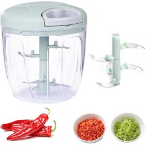 Hachoir À Oignons Manuel, Presse-Ail 5 Lames 900 Ml, Pour Salades, Oignons, Pesto, Persil, Saucisses/Noix, Vanille, Aliments Pour Bébé (Vert) - Neuf
