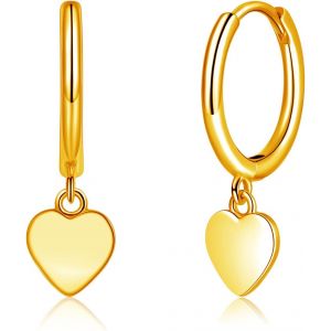 Kal-Boucles D'oreilles Créoles Pendantes Pour Femme En Argent Sterling 925 - Petites Créoles Rondes - Hypoallergéniques - En Forme De Coeur - Croix - Étoile - Boucles D'oreilles Pendantes - Avec - Neuf