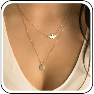 Kal-Collier Boho Colombe Paix Collier Ras Du Cou Pendentif Pièce De Monnaie Collier Oiseau Colombe Vintage Collier Collier Amour Paix Chaîne Bijoux Pour Femmes Et Filles - Neuf