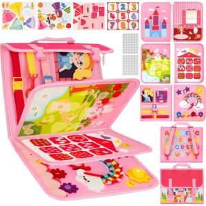 ChenQuanSarl-Busy Board [Avec Sac Puzzle] Jouet Montessori Pour Tout-Petits. Favor La Motricit&eacute; Fine. Fonction De Transport 2 En 1. Jouet De Voyage Id&eacute;al (Bleu) - Neuf