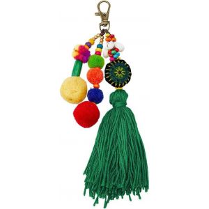 Tianyi-Sac De Style Ethnique Bohème Pédant Avec Fermoir Pivotant En Alliage Pompon Sac À Main Charme Coloré Pompon Boule Porte-Clés Perle Ornement Suspendu Voiture Rétroviseur Décoration - Neuf