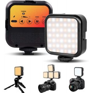 Lumi&egrave;re Cam&eacute;ra,LED Lampe avec 3 Cold Shoe,Lumiere Photo,Lumi&egrave;res LED pour Camera Portable,62 Perles,&Eacute;clairage Photo avec Batterie 1200mAh,3000K-5500K Couleur Temp&eacute;rature R&eacute;glable - Neuf