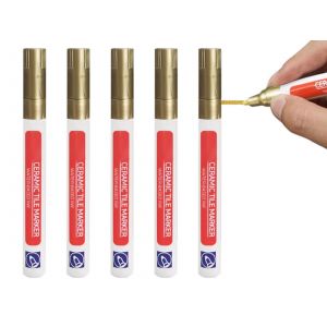 Lot De 5 Stylos De R&eacute;paration De Joints Dor&eacute;s Pour Carrelage Et Murs De Salle De Bain - Neuf